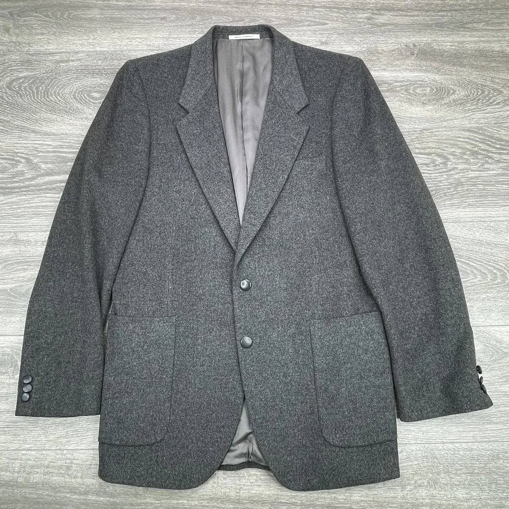 Yves Saint Laurent Blazer Mens Large Gray 2 Button Made in France 90s Vintage